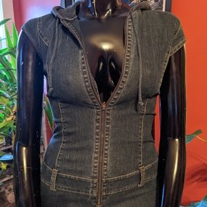 Nineties vintage hooded stretch denim jumpsuit- fantabulous!
